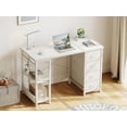 thumbnail image 2 of 40 Inch Small White Computer Desk with 4 Fabric Drawers, Modern Office Desk for Home Office Gaming with Storage Shelves Study, White, 2 of 7