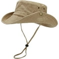 thumbnail image 3 of Unisex Cotton Boonie Hat Summer Outdoor Packable Fishing Bucket Hat Beach Sun Hat with String for Women Men, 3 of 5