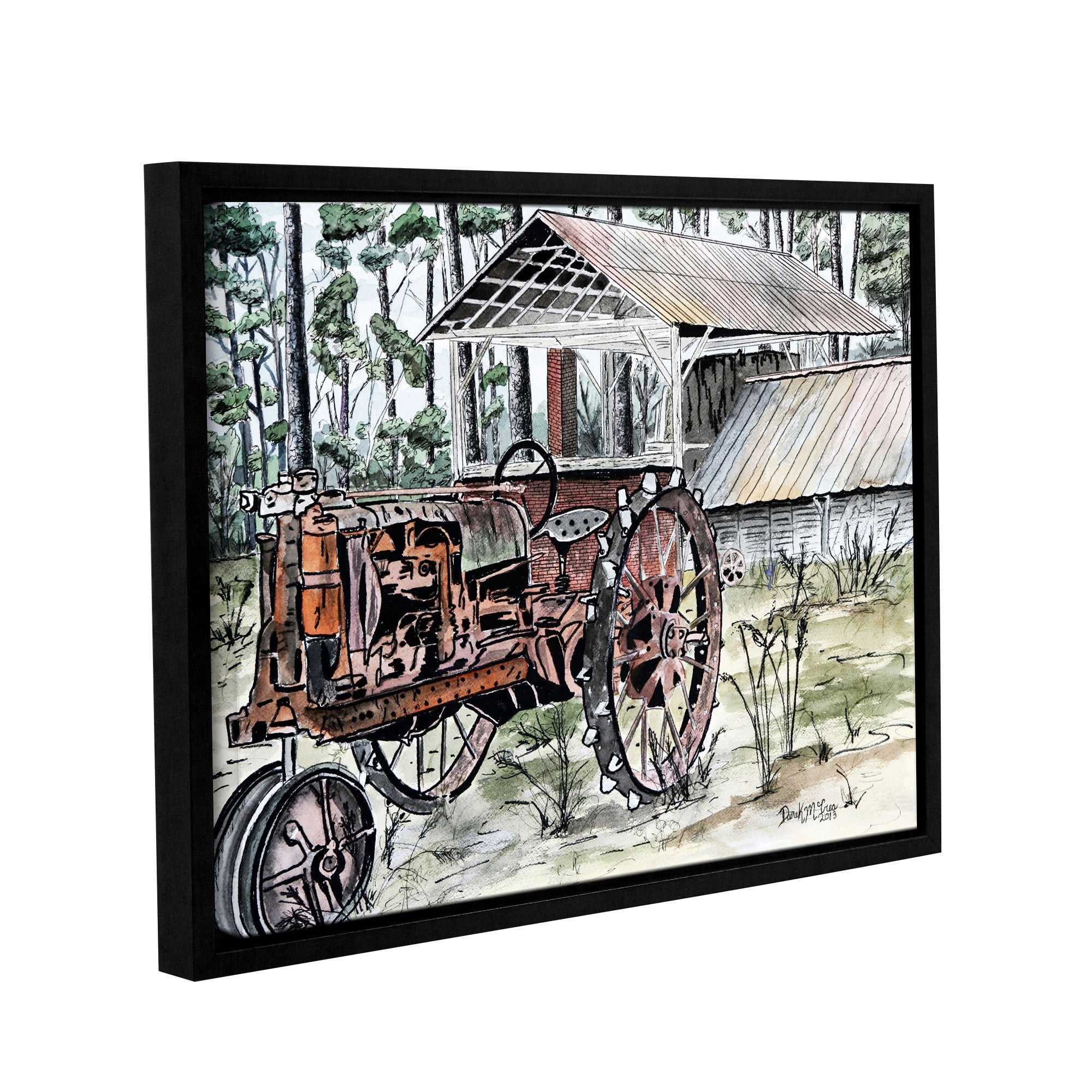 ArtWall Derek Mccrea "Farm Tractor" Gallery-wrapped Floater-framed Canvas