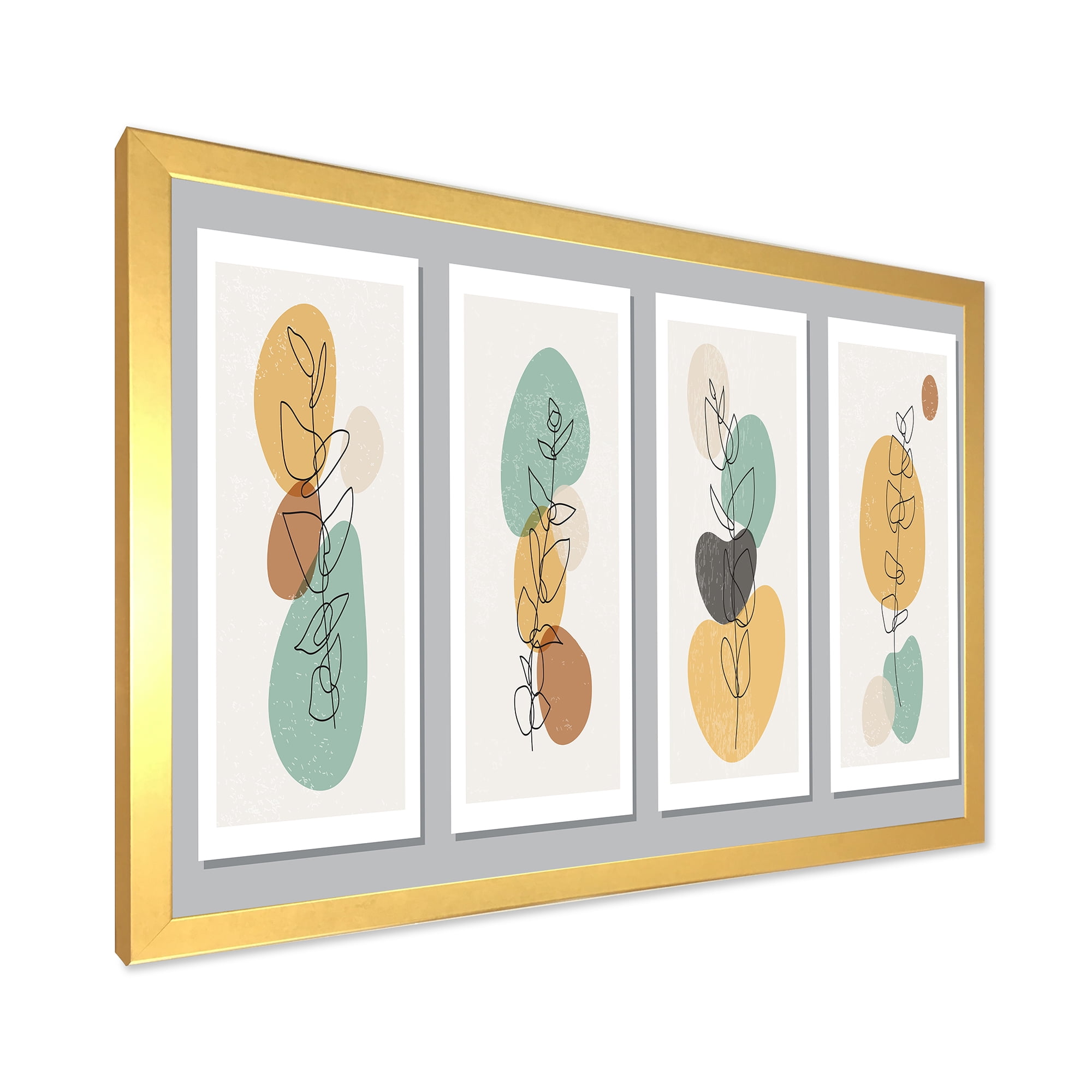 Designart 'Compostion Minimalistic of Organic Shapes III' Modern Framed Art Print
