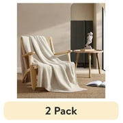 (2 pack) Better Homes and Gardens Beige Cozy Knit Throw, 50" x 72"