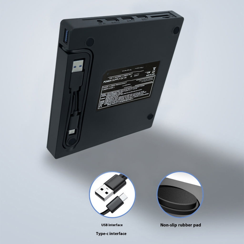 Highly speed USB Type C Interfaces External Optical Drive with Memory Card Reader and DC5V Charging Port for Computer