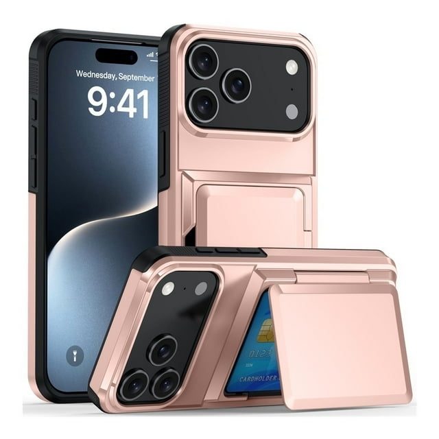Étui de Téléphone à insertion de Carte pour Apple 17, Portefeuille à Rabat avec Support ProMax 15, Étui de Protection Antichute pour iPhone 16