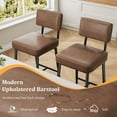 thumbnail image 4 of 26" Bar Stools Set of 2, Counter Height Bar Stools with Back, Modern Faux Leather Stools with Metal Leg and Footrest for Kitchen Island, Home Bar, Dining Room, Brown, 4 of 9