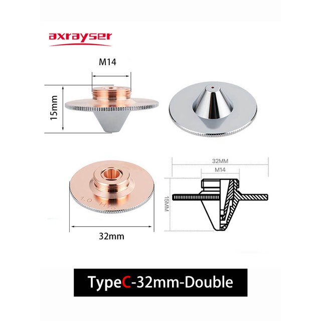 Todo tipo de boquillas láser, máquina cortadora de fibra doble/simple Dia.28/D32mm para cabezal láser Raytools Precitec WSX HSG Bodor HANS