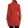 thumbnail image 3 of MODA NOVA Winter Overcoat for Juniors Notch Lapel Double Breasted Coats M Red, 3 of 5