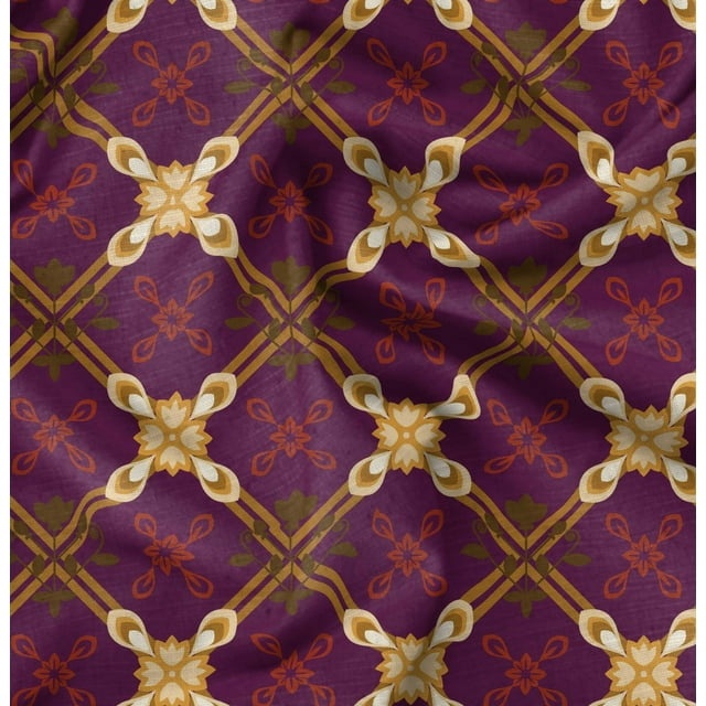 Soimoi Silk Fabric Argyle Check Fabric Prints By Yard 42 Inch Wide