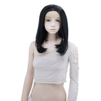 Unique Bargains Lace Front Wigs Medium Long Straight Bob for women Black 14"