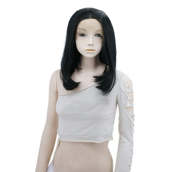 Unique Bargains Lace Front Wigs Medium Long Straight Bob for women Black 14"