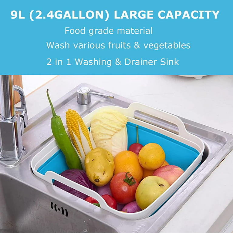Beright Collapsible Storage Bin, Wash Basin Folding Dish Tub Sink, Space Saving for Dishing, Fruit, and Camping, Hiking and Home, 1 Pack, Grey, Small