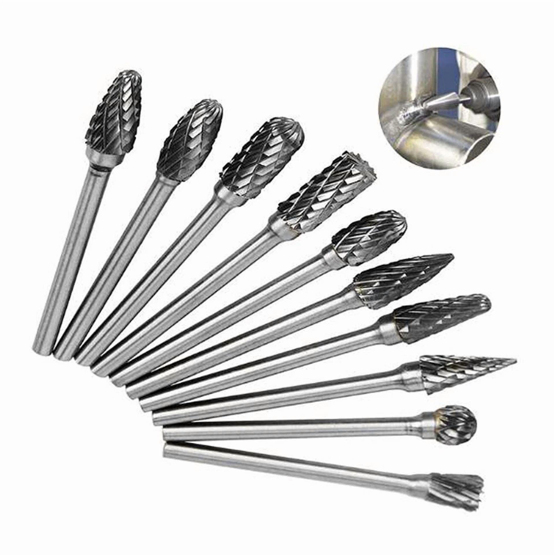 CRESTIN- 10X Tungsten Steel Solid Carbide Burrs For Dremel Rotary Bit Accessories Tool Oy