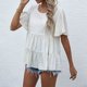 thumbnail image 5 of Blusa superior casual de cuello redondo de manga corta de color sólido de moda de verano para mujer Fridja  ghk1627, 5 of 7