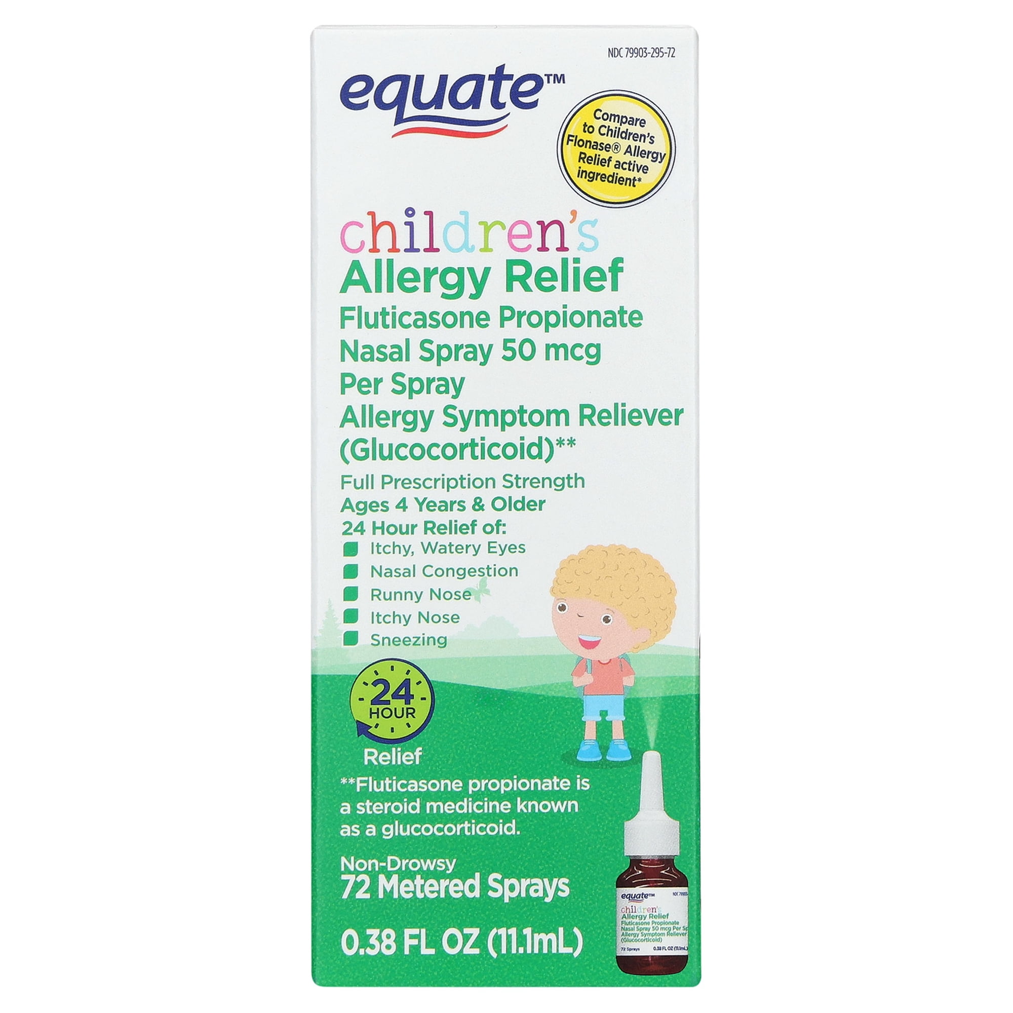 Equate Children's Allergy Relief Fluticasone Propionate Nasal Spray, 50 mcg Per Spray, 0.38 fl oz