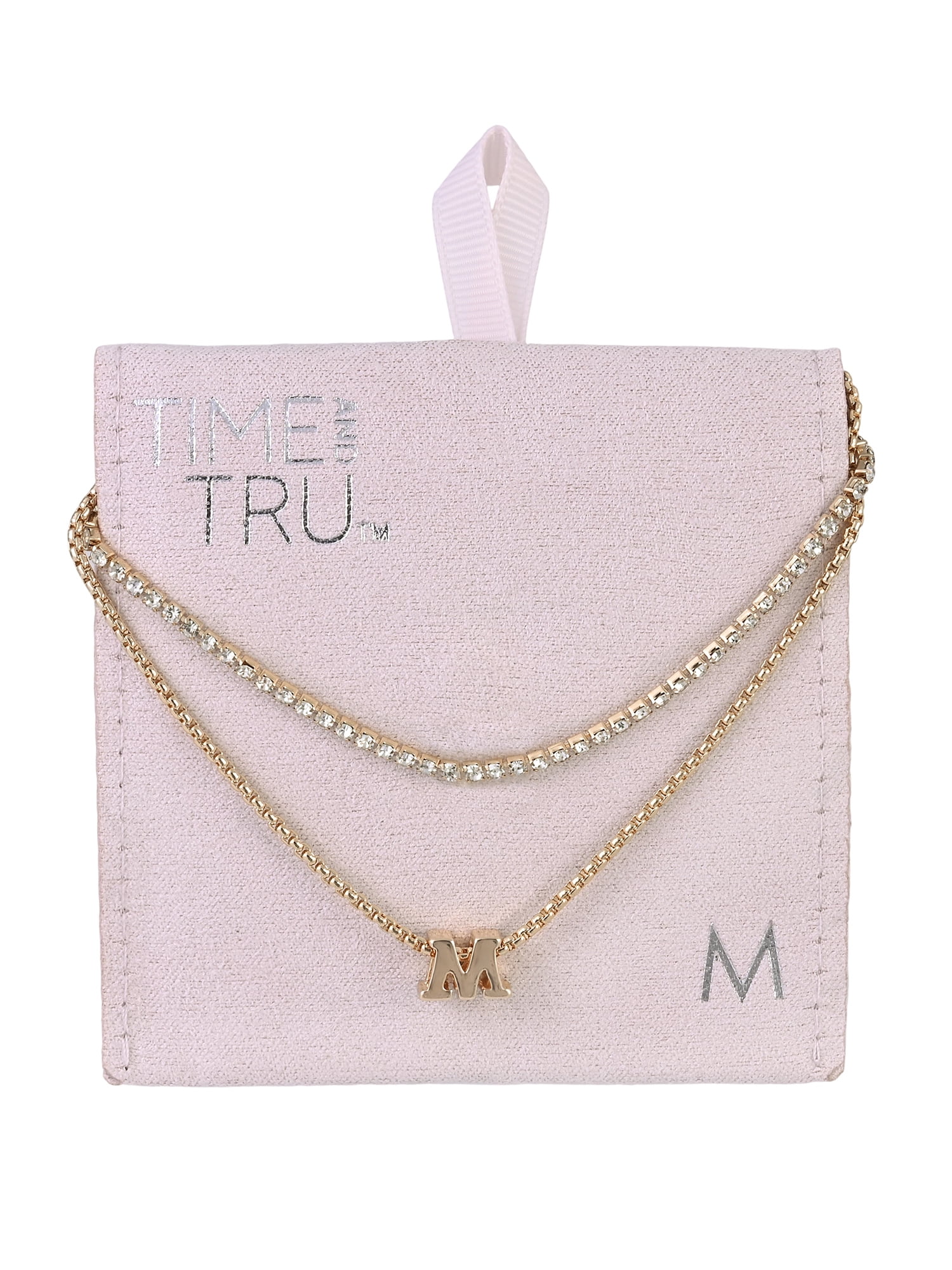Time and Tru Goldtone 2-Row Rhinestone and Initial "M" Necklace