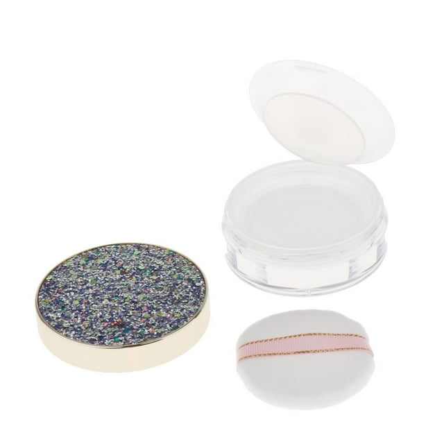 Estuche para polvos faciales DIY Blush Container Box Jar w / Puff Púrpura shamjiam Contenedor de polvo de maquillaje vacío