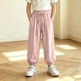 thumbnail image 5 of FAIWAD Joggers for Girls Loose Drawstring Waist Pants with Pockets Kids Casual Outdoor Clothes, 5 of 9