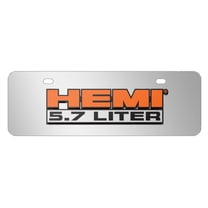 HEMI 5.7 Liter 3D Logo 12" x 4.25" European Look Chrome Half-Size Stainless Steel License Plate