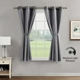 thumbnail image 6 of Augusta Blackout Window Curtain Panels and Tiebacks, Faux Silk with Sheer Overlay, Grommet, Charcoal Grey, 38" x 63", 6 of 13