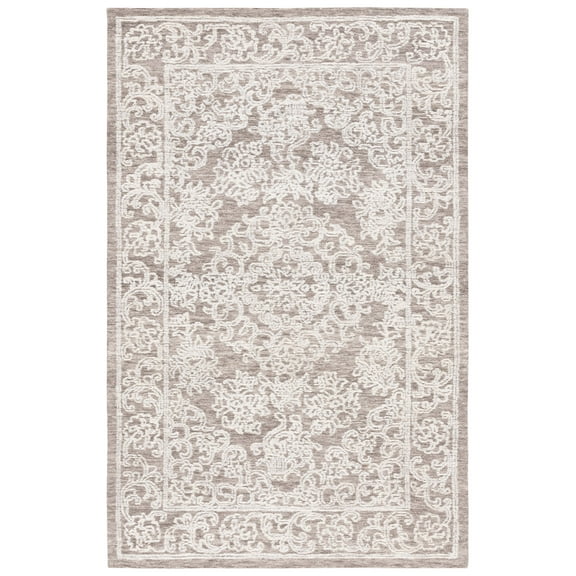 SAFAVIEH Ebony Ailbhe Traditional Area Rug, Ivory/Dark Grey, 5' x 8'