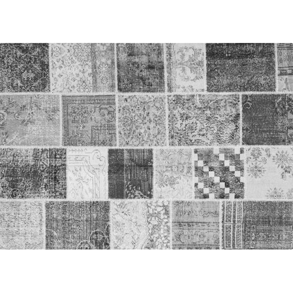 Ahgly Company Indoor Rectangle Patchwork Gray Transitional Area Rugs, 6' x 9'