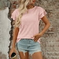 thumbnail image 2 of fatyb Womens Summer Tops Eyelet Ruffle Short Sleeve Blouses Casual Crew Neck Vacation Beach T Shirts, 2 of 7