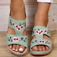 thumbnail image 2 of Penkiiy Cloud Slides for Women Shoes Women's Wedge Embroidery Ladies Heel Summer Flower Sandals Women's Cloud Slides for Women 39 Green, 2 of 5