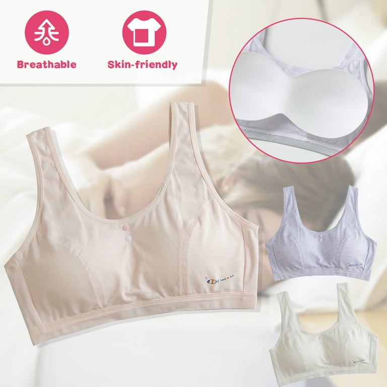 Dosaele Pro Teens Bra for 8-15 Years old 95% Cotton Bralette Comfortable  Underwear No Underwire Padded Vest-style Sport Bra for Girls 