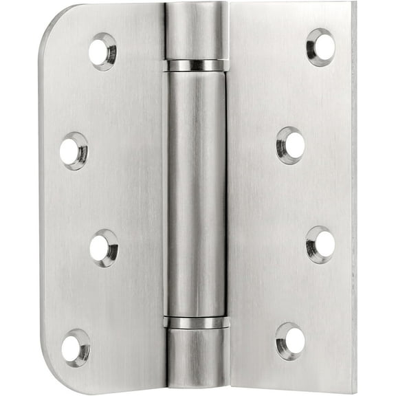 Hinges Self-Closing Door Hinges 4Inch 304 Stainless Steel Hinges Spring Hinge Heavy Duty Hinges with Square Rounded 5/8" Radius Corner Adjustable Tension 2 Pack