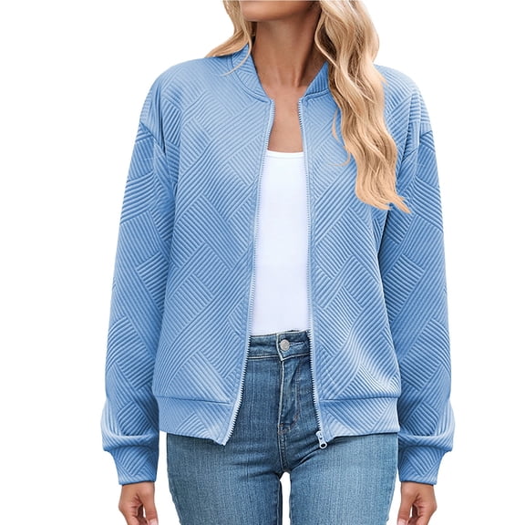Bovemsi Cardigan Sweaters for Women Autumn And Winter Solid Color Round Neck Zipper Loose Long Sleeved Sweatshirt Cardigans Lightweight