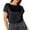 Black, variant on MIXUE Womens Summer Tops Solid Color Round Neck Short Sleeve Minimalist Fashion T-shirts Holiday Wear,Black,L