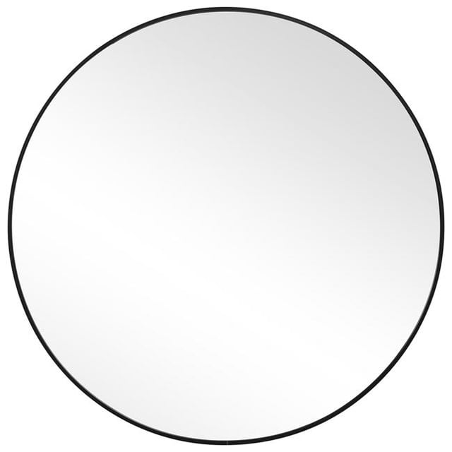 Benjara BM239314 Round Shape Sleek Metal Frame Mirror, Black