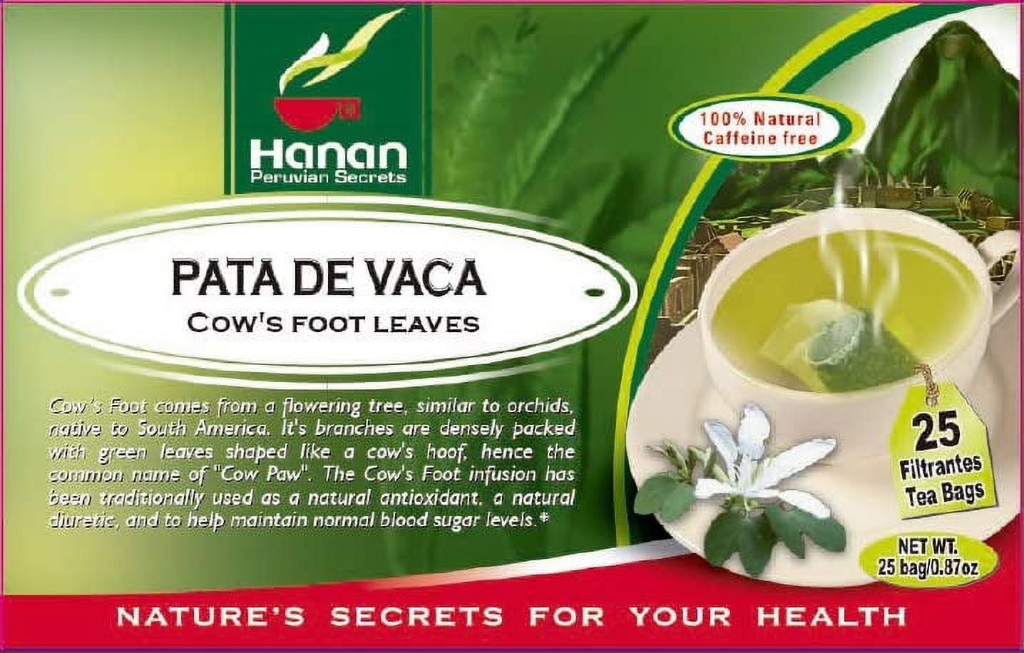 Hanan Peruvian Secrets Pata de Vaca Herbal Tea | 100% Natural Cow’s Foot Leaves |3 Pack of 75 Tea Bags | Natural Powerful Antioxidant, Traditionally use to Support Glucose Level