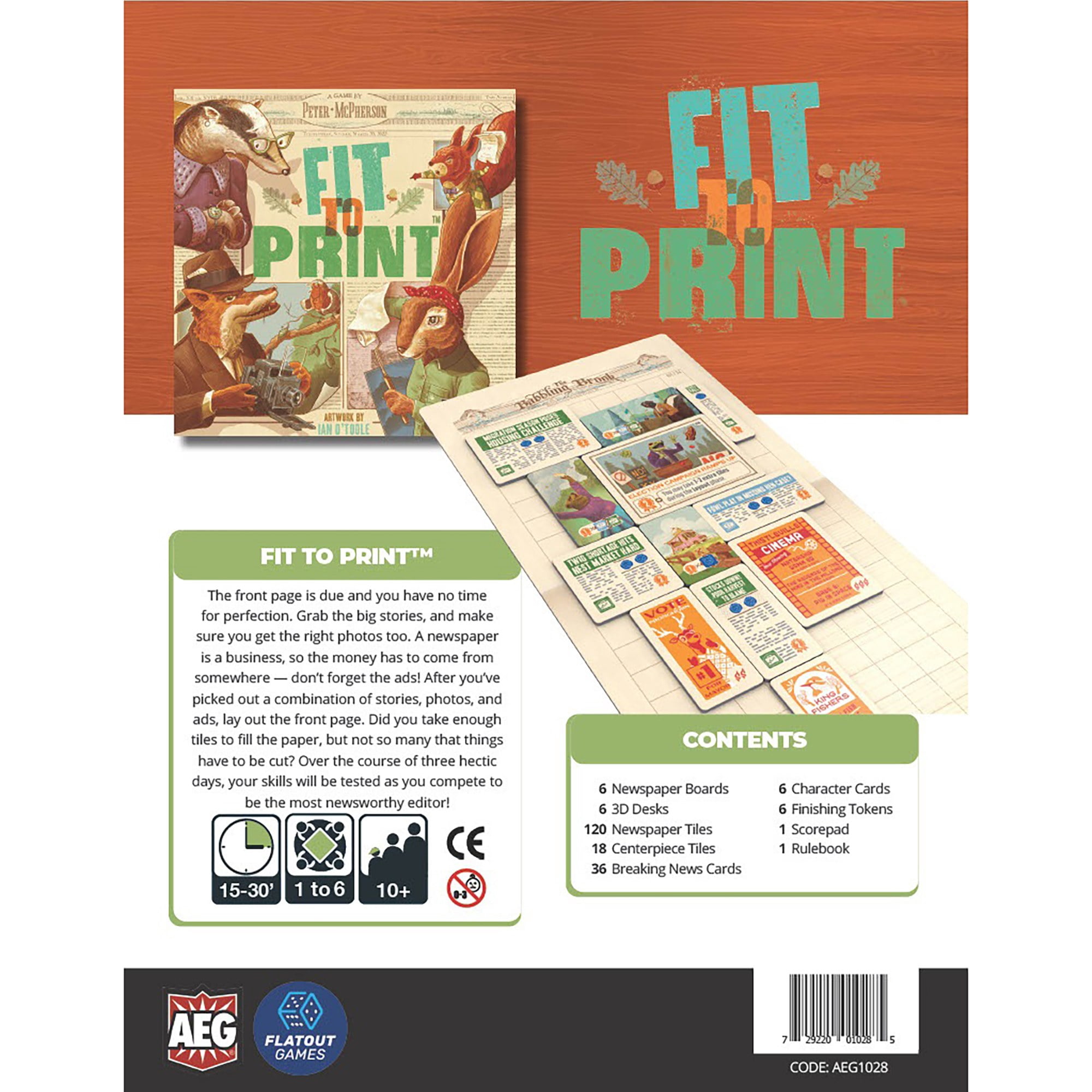 AEG: Fit to Print - Alderac Entertainment Group, Enjoy Relaxing Solo Puzzles Or Frenetic Action Up To 6 players, Tile Placement Board Game, Ages 10+, 1-6 Players