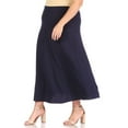 thumbnail image 4 of Women's Plus Size Solid Flare A Line Long Skirt Comfortable Casual Maxi Style, 4 of 6