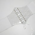 thumbnail image 4 of Women Lace Up Corset Waist Belt Transparent Lace Crochet Petal Elastic Wide Belt For Dress, 4 of 7
