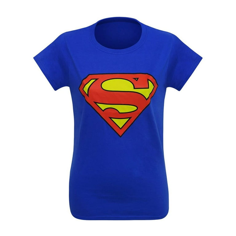 Superman Womens XL Might Lucky Sequined S Logo Short Sleeve Cotton