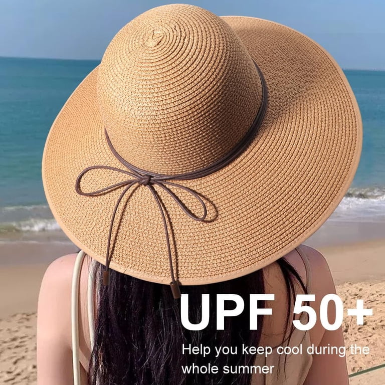 Kiibsot Beach Hats for Women Big Straw Wide Brim Summer Hat  display picture 3