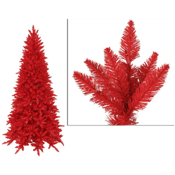 12' PreLit Slim Red Ashley Spruce Artificial Christmas Tree Red