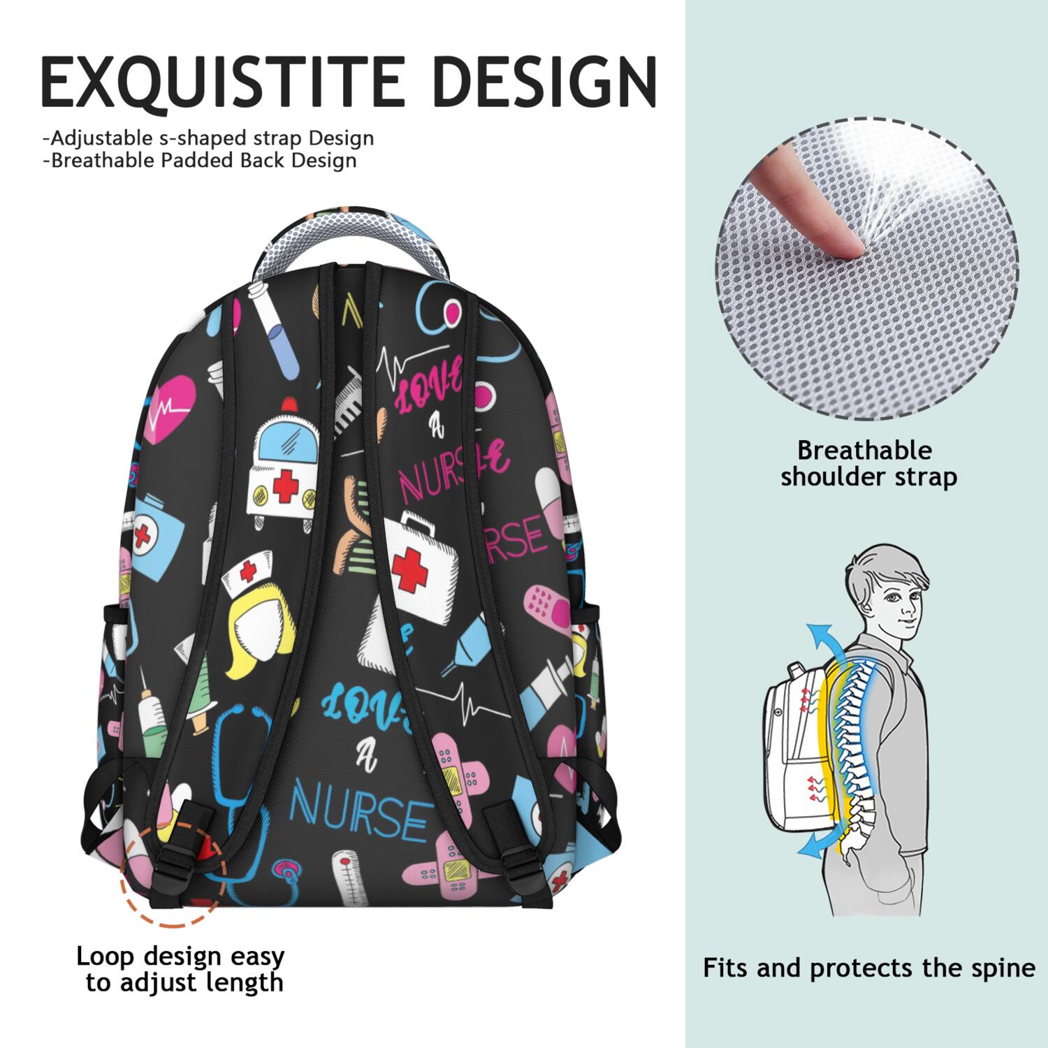 Saving Lives Every Day Backpack - Waterproof & Ergonomic School Bag for Nursing Students, Cute Nurse Aesthetic with Spacious Storage & Spinal Support