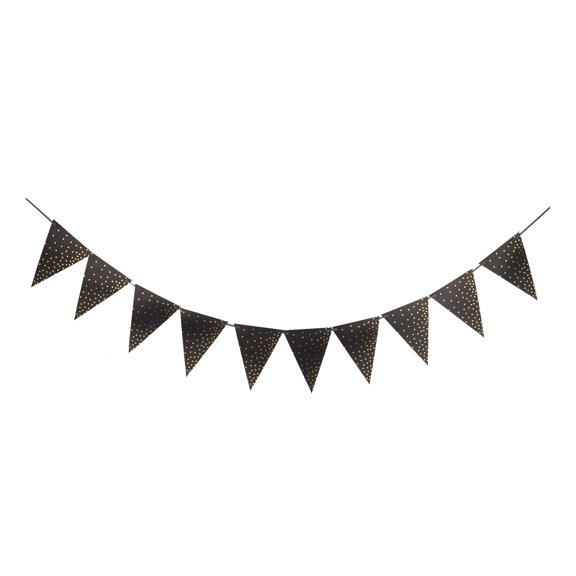 Banderín triangular Cateissary 1 Uds. Set 16,4 pies Tarjeta de papel Negro banderín para fiesta de cumpleaños decoración