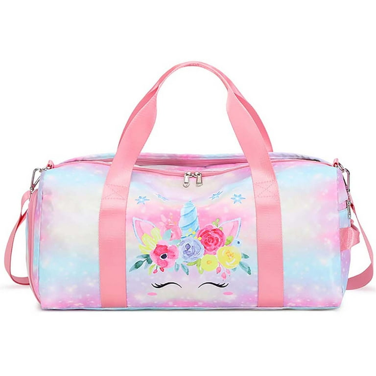 Kids Overnight Duffle Bag Girls Dance Bag Teens Sports Gym Bag with Shoe  Compartment, Unicorn Carry On Sleepover Weekender Travel Bag for Kid