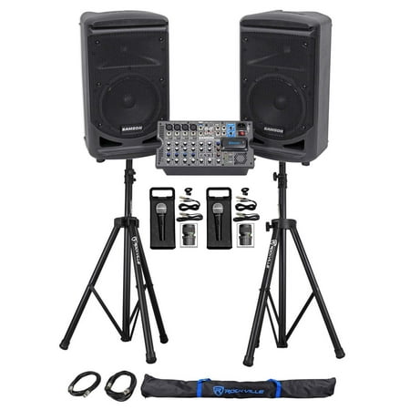 Samson Expedition 8" Bluetooth Church Speakers+Mixer+Mics 4 Church Sound Systems