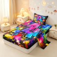 thumbnail image 2 of Manfei Neon Gradient Letter A Twin Sheets,Paint Splatter Bedding,Black,3-Piece,1 Flat Sheet,1 Fitted Sheet and 1 Pillowcase, 2 of 6