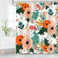thumbnail image 2 of Floral Shower Curtain, Bohemian Flowers Shower Curtain Set, Colorful Red Pink Orange Blossom Poppy Shower Curtain with Hooks, Boho Fabric Decorative Bathroom Curtains Machine Washable (72x84), 2 of 6