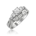 thumbnail image 3 of 1.00 Carat Princess-cut & Baguette Diamond Engagement Bridal Wedding Set Ring In 14k White Gold(Color I-J, Clarity I1-I2), 3 of 4