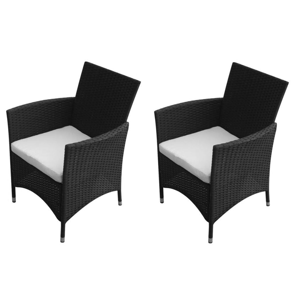 Kepooman Outdoor Patio Stackable Rattan Wicker Club Chairs Set with Cushions, Set of 2, Black Kepooman Outdoor Patio Stackable Rattan Wicker Club Chairs Set with Cushions, Set of 2, Black