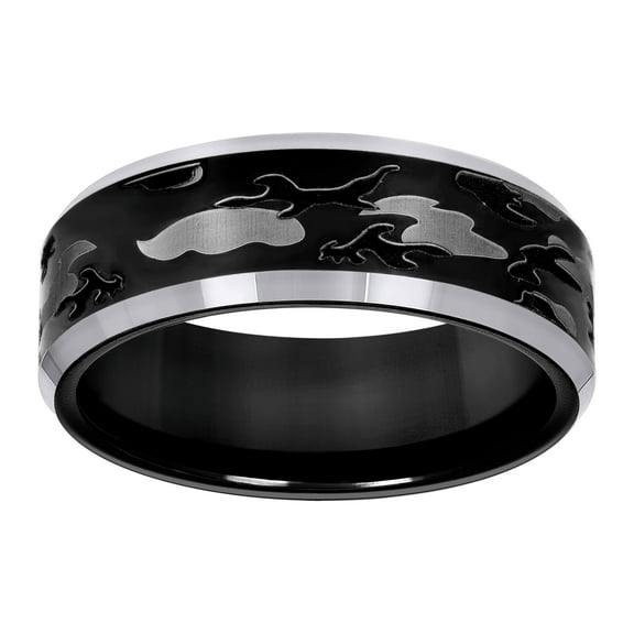 Tungsten Black Camouflage Military Mens Comfort-fit 8mm Size-10 Bridal Anniversary Engagement Wedding Band