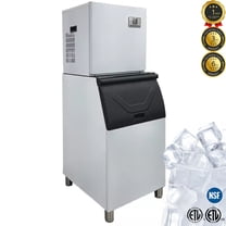 NSF 460lbs Commercial Ice Maker, Large Storage Ice Machine in Stainless Steel, Free Standing Ice Machine