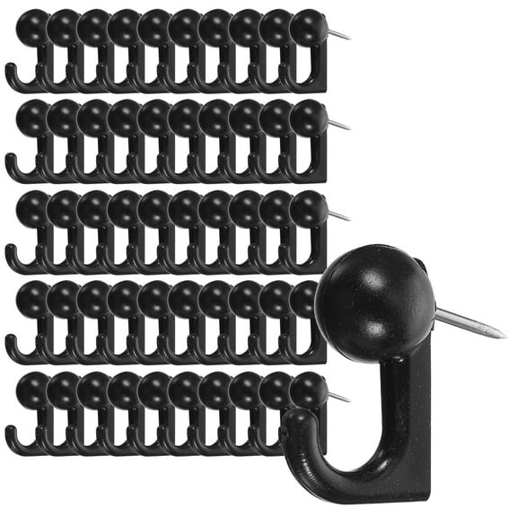 50 Pcs Push Pin Hanger Pins Magnetic Hooks Heavy Duty Push Pins Picture Hangers Black Hooks Wall Thumb Tacks Push Pin