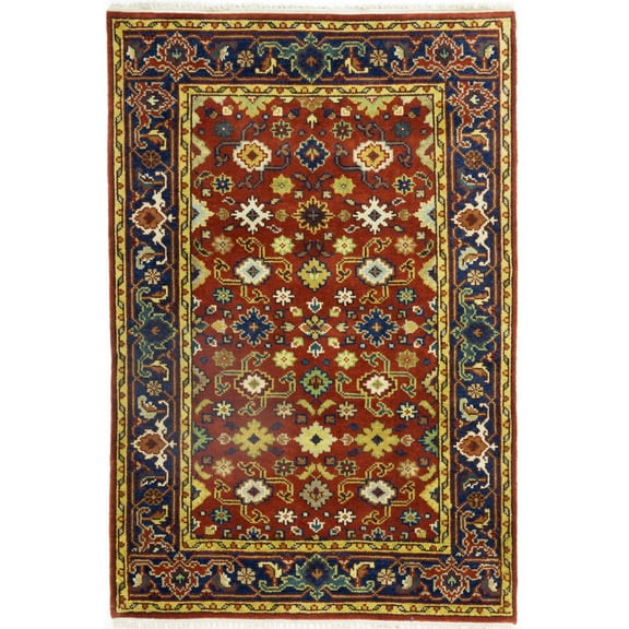 Rusty Red Floral 4X6 Indo-Mahal Oriental Rug
